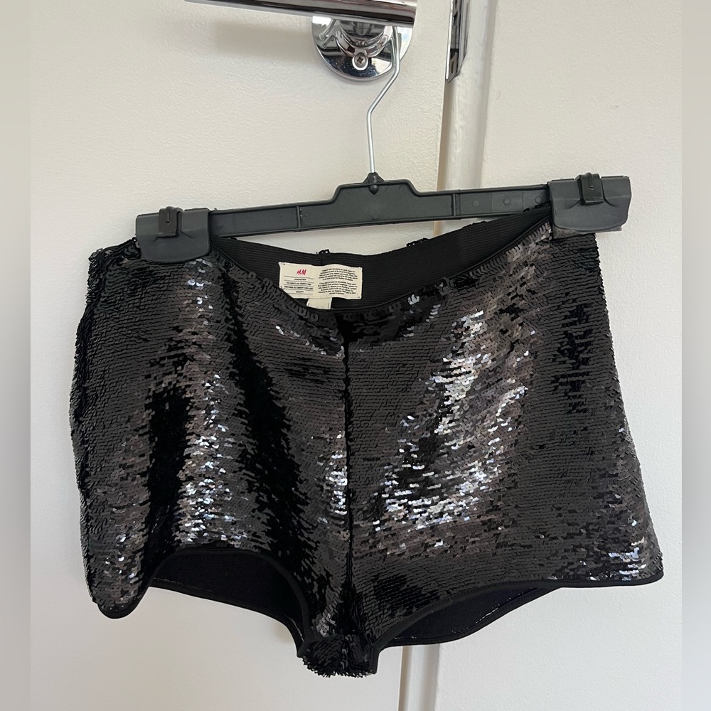H&M Black and Silver Sequin Shorts